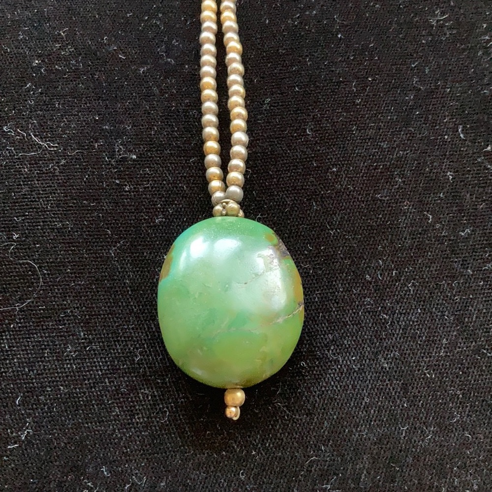 Jade colored turquoise stone necklace with  beads